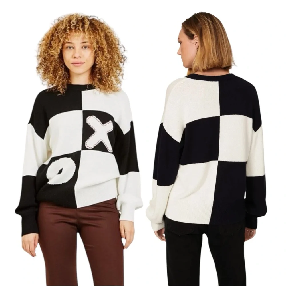 Staud Tic Tac Toe Sweater Oversized Cotton Wool Blend - Picture 1 of 8